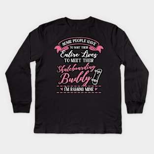 Skateboarding Mom and Baby Matching T-shirts Gift Kids Long Sleeve T-Shirt
